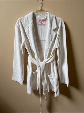 XOXO White Cozy Plush Lounge Robe with Tie Belt